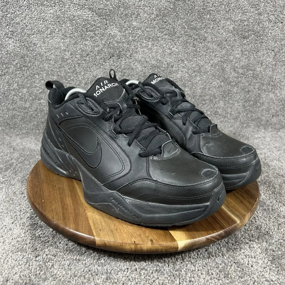Nike Air Monarch IV Men's Size 10.5 Triple Black Athletic Walking Dad Shoes Used
